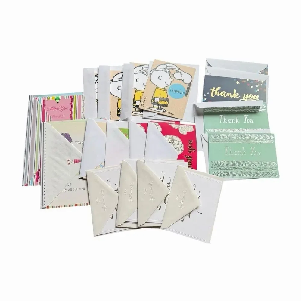 Thank You Card Bundle Snoopy Floral Modern Blank Greeting Cards Envelopes Lot